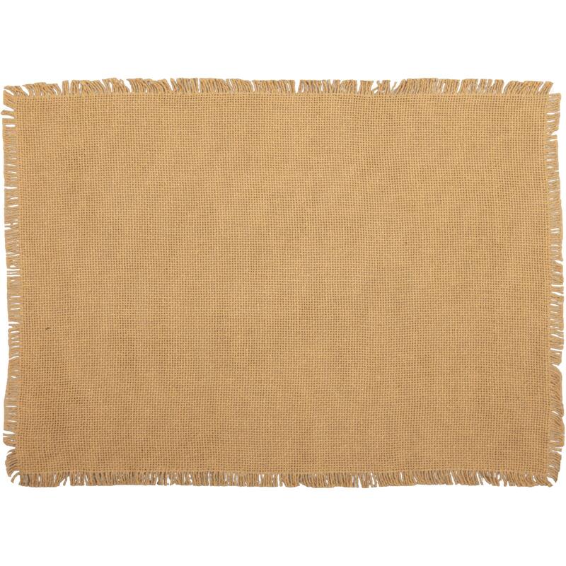 Set of 6 Fringed Burlap Placemats (12 x 18 in.) - Placemat 12x18