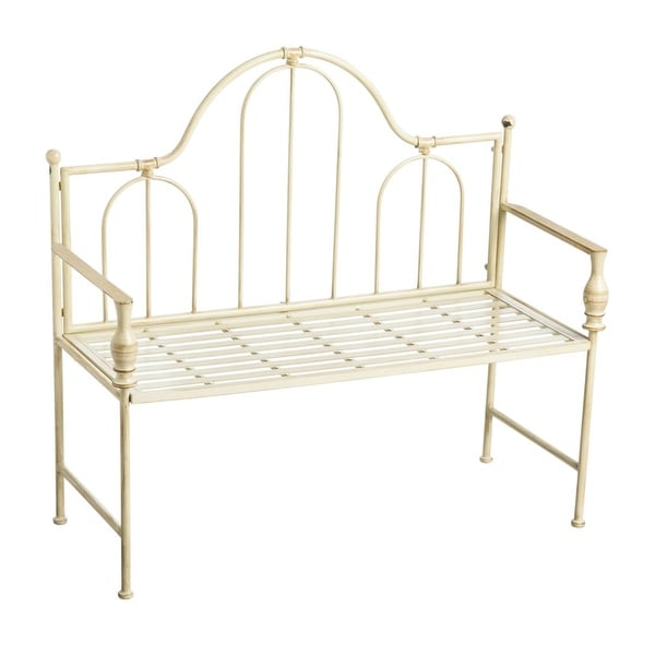 Headboard-Style Iron Bench with Vintage Finish - 44.5x18x40.5. Opens flyout.