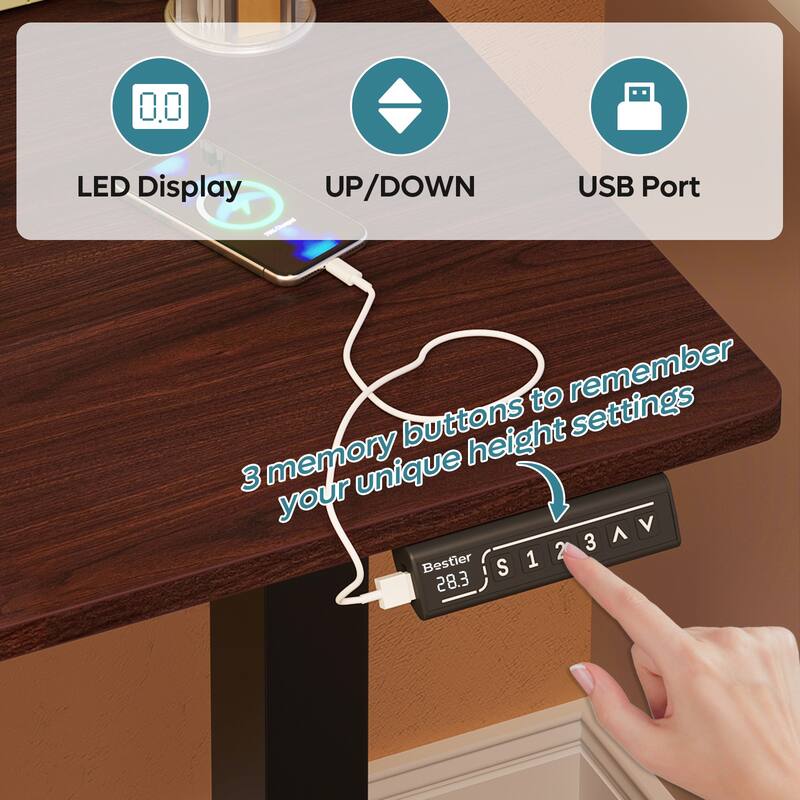 Standing Desk Electric Ergonomic Office Desk Computer Desk Height Adjustable Table with USB Port