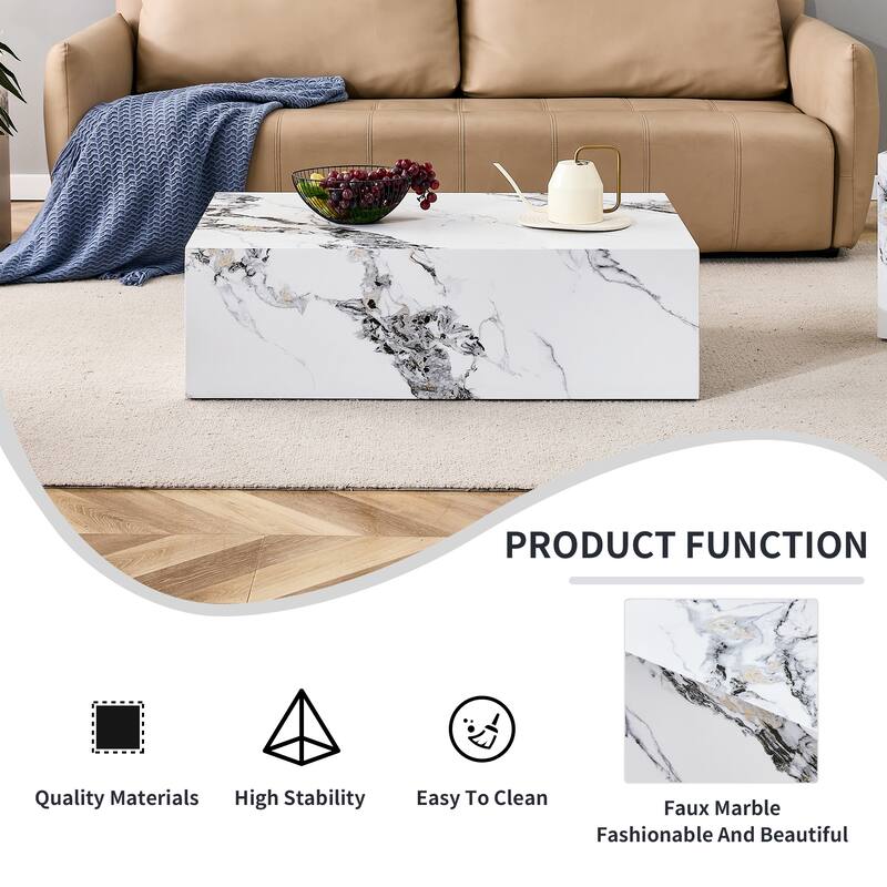 Roomfitters MDF Coffee Table with Wood Texture Finish, Modern Rectangular Accent Table for Living Room, Walnut