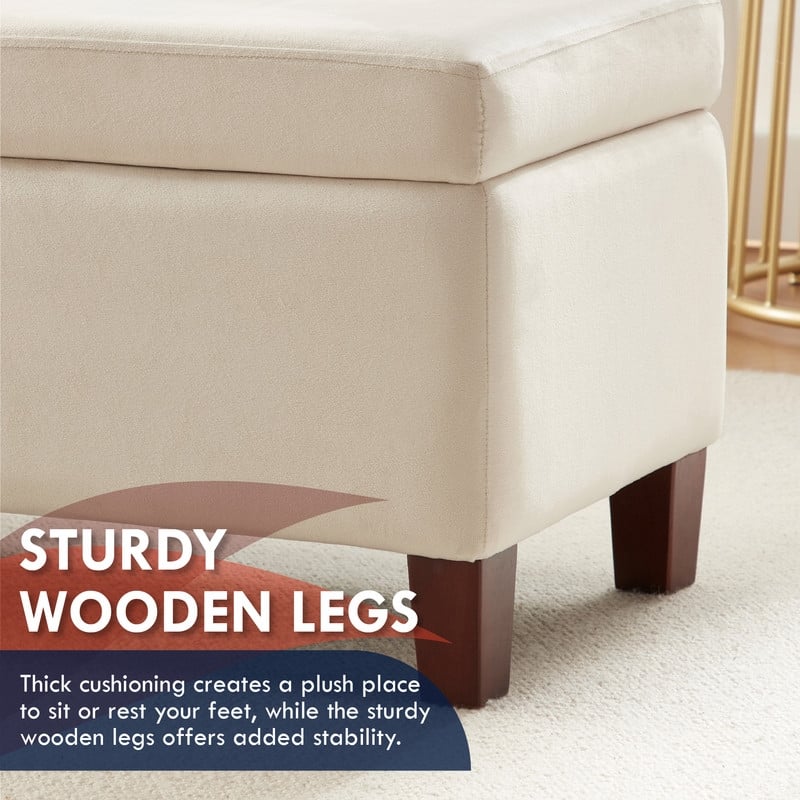 Hamilton Upholstered Rectangle Storage Ottoman with Hinge Lid - 40" x 15" x 16"