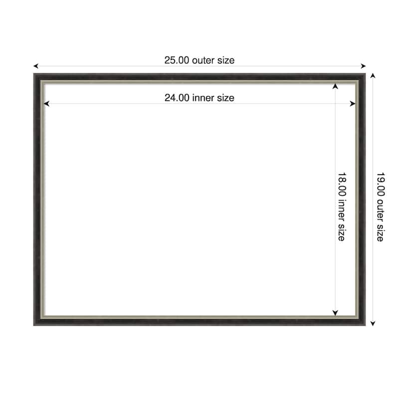 Amanti Art Theo Black Silver Narrow Framed Dry Erase Magnetic Board - 25 x 19 in - Theo Black Silver Narrow