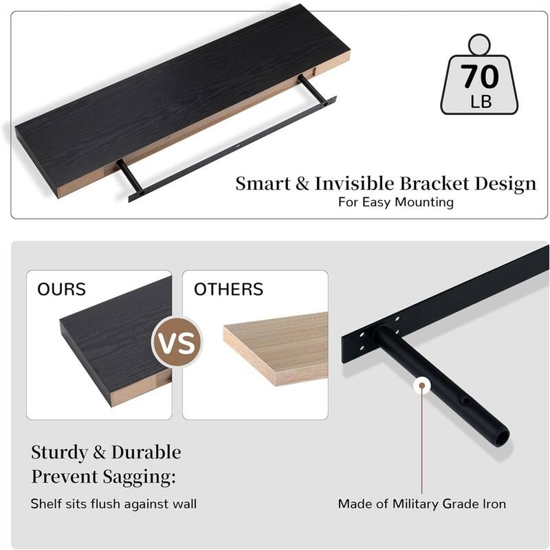 Floating Shelves 9 Inch Deep Wall Shelf for Decor & Storage - 9"D x 36"W x 1.6"H