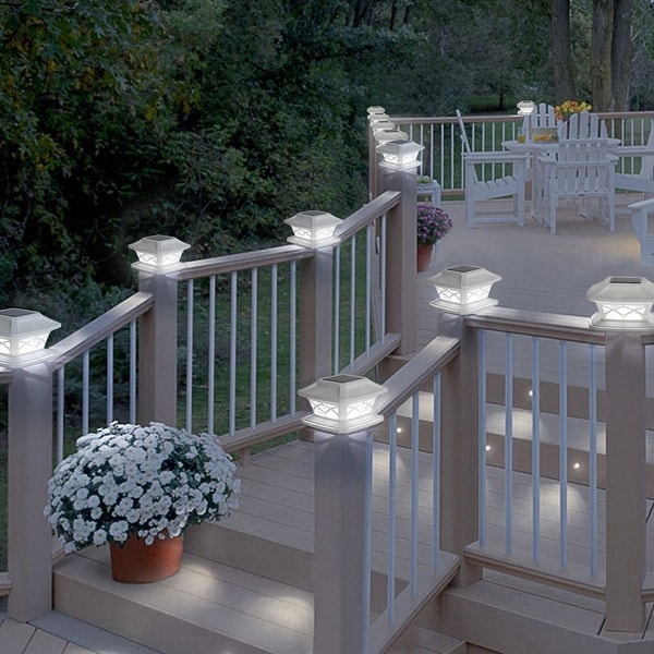 Led deck post lights top