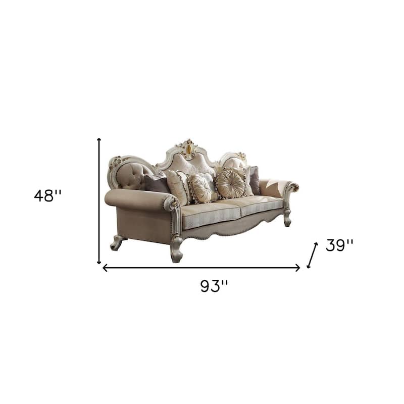 HomeRoots 93" Pearl Velvet Sofa And Toss Pillows - 93