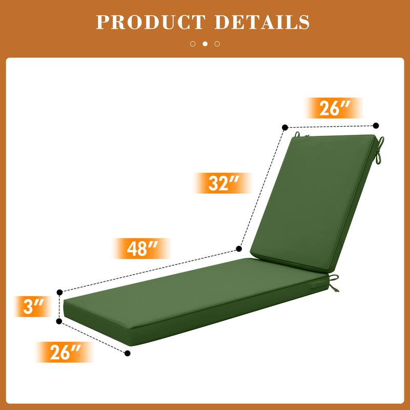 Outdoor Waterproof Chaise Lounge Cushions for Patio Furniture