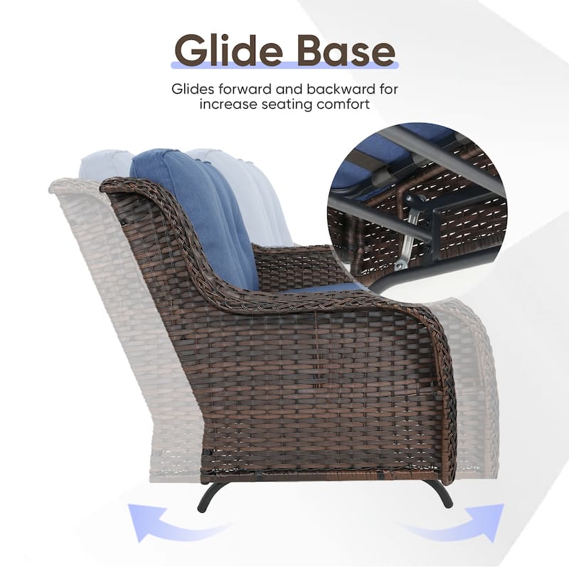 Gymojoy 2 Seat Stylish Patio Loveseat Glider Sofa with Water-Resistant Olefin Cushions