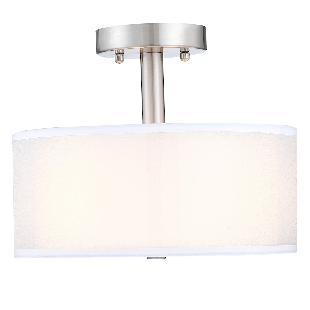 11.93 in 3-Light Modern Semi Flush Mount Ceiling Light Fixture with Fabric Shade for Bedroom, Living Room, Kitchen, Hallway,E26