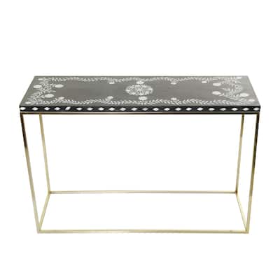 Wood Console Table - Gold - Roche River Decor
