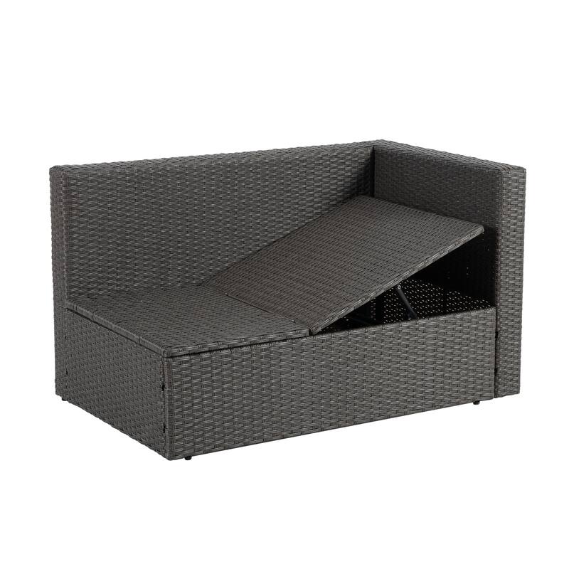 GDFStudio - Modern 7-Piece Outdoor PE Wicker Patio Set with Lounger Sofa, Seats 6