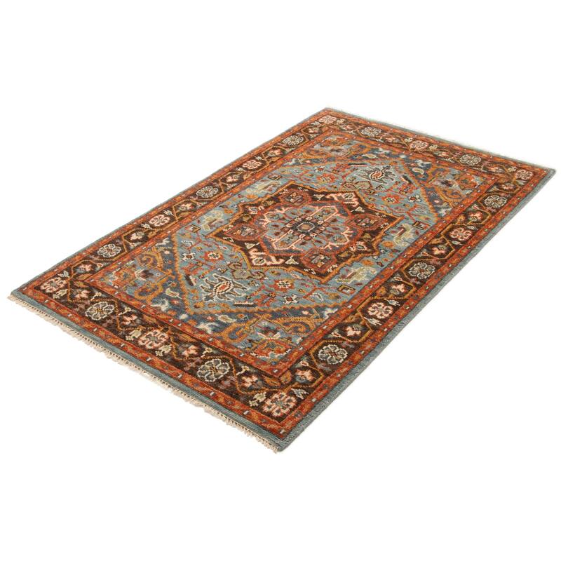 ECARPETGALLERY Hand-knotted Jules Serapi Light Blue Wool Rug - 5'2 x 8'2