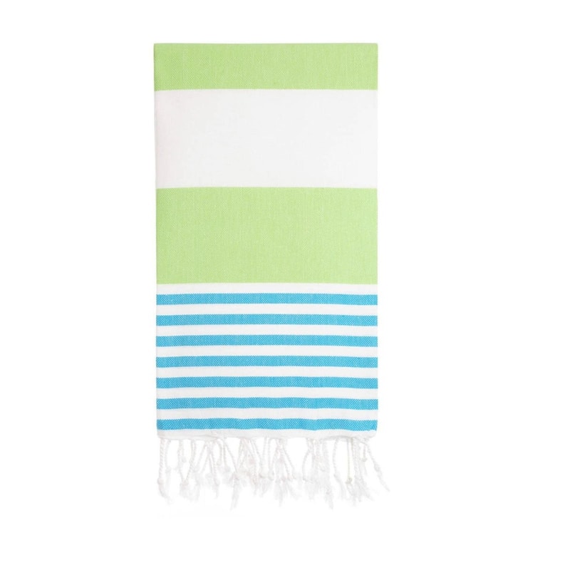 Citizens of the Beach Green Blue Striped Beach Bath Towel - 100% ...