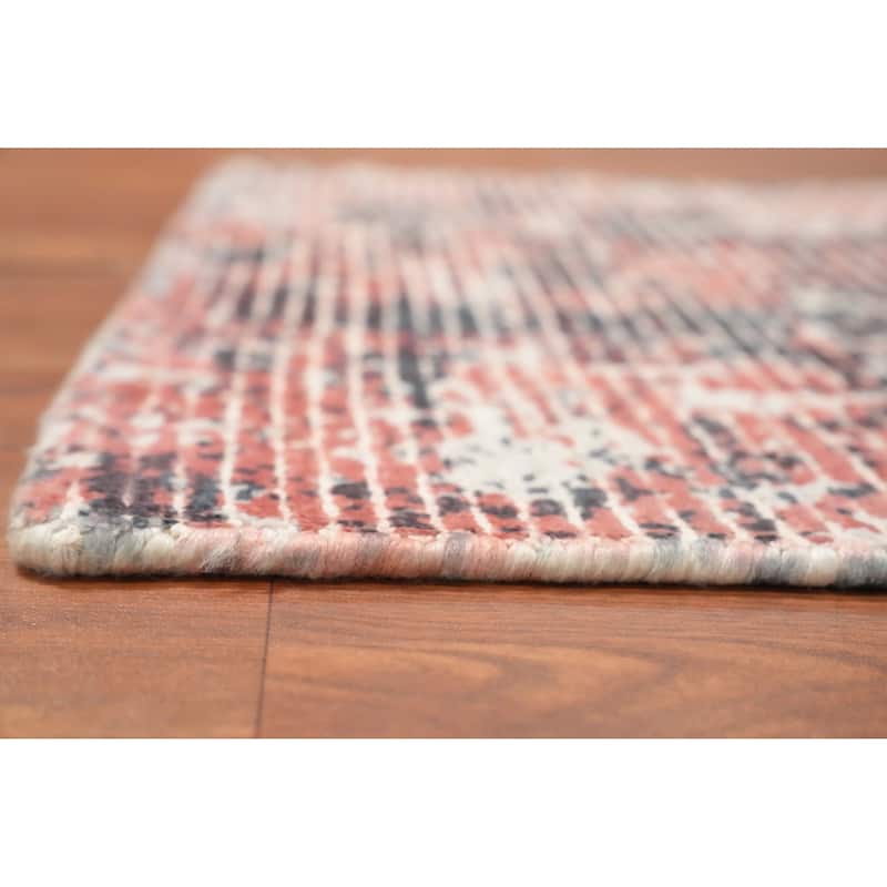 Hand Knotted Oriental Viscose Silk Carpet Modern Abstract Oranges & Rust Abstract Area Rug - 4' 0'' X 2' 0''