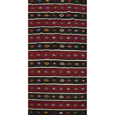 Hand Woven Oriental 100% Wool Carpet Southwestern Tribal Red Kilim Area Rug - 10' 7'' X 5' 10''