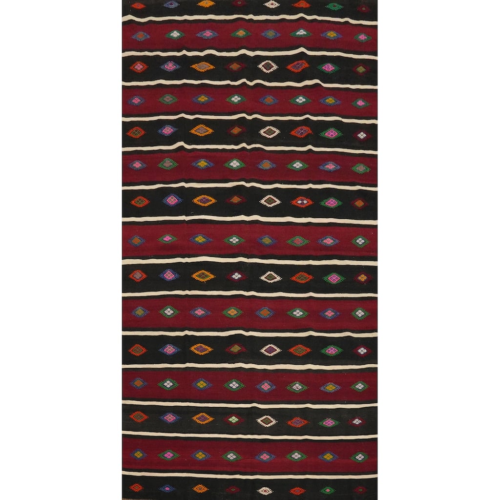 Hand Woven Oriental 100% Wool Carpet Southwestern Tribal Red Kilim Area Rug - 10' 7'' X 5' 10''