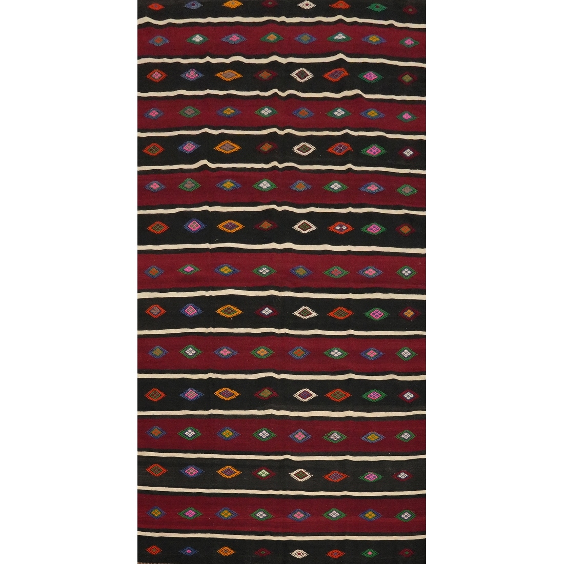 Hand Woven Oriental 100% Wool Carpet Southwestern Tribal Red Kilim Area Rug - 10' 7'' X 5' 10''