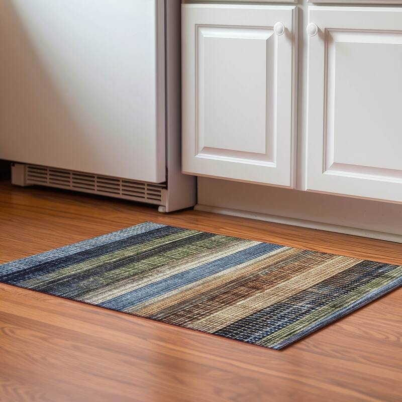 Premium Washable Super Soft Ombre Stripe Mayfield Rug - Blue - 1'8" x 2'6"