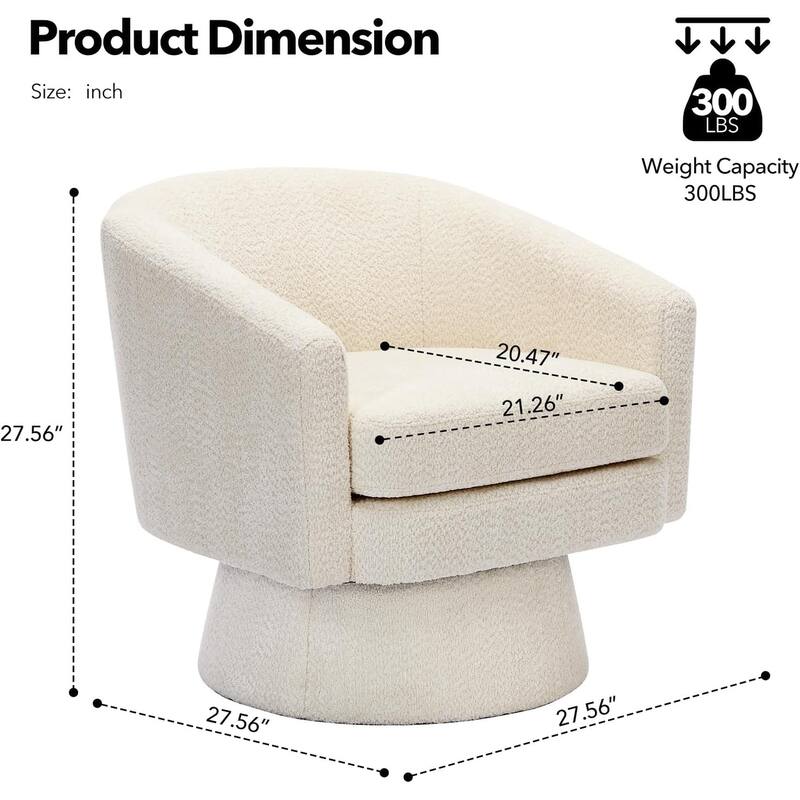 360° Swivel Accent Chair with Arms, Cozy Round Chenille Fabric