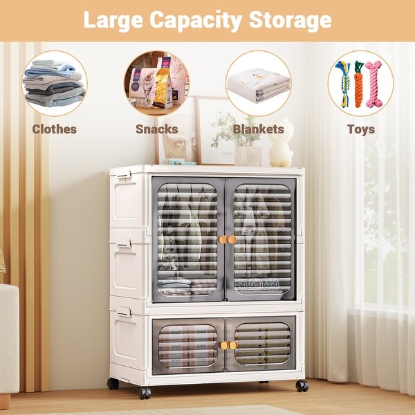 Portable Pet Wardrobe Closet, Wardrobe Closet with Hanging Rod