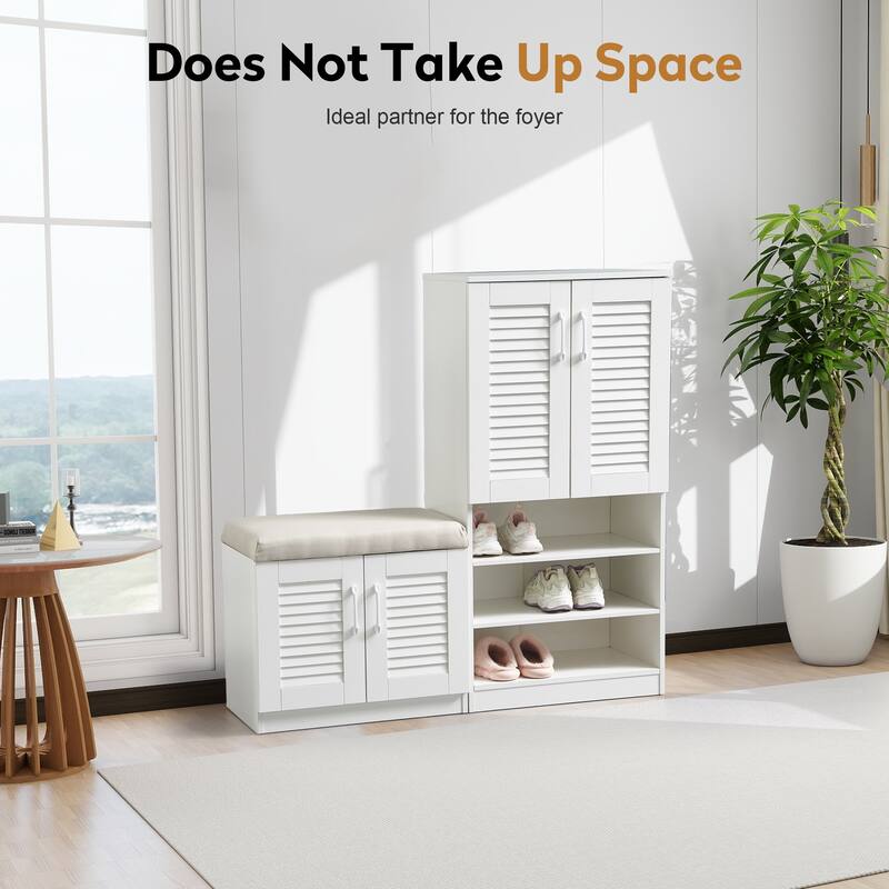 Multi functional Shoe Storage Cabinet with Bench & 7+3 Storage compartment