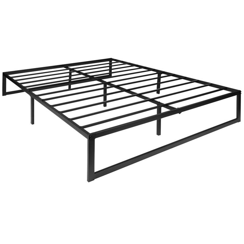 14" Metal Platform Bed Frame with Steel Slat Supports-No Foundation Needed