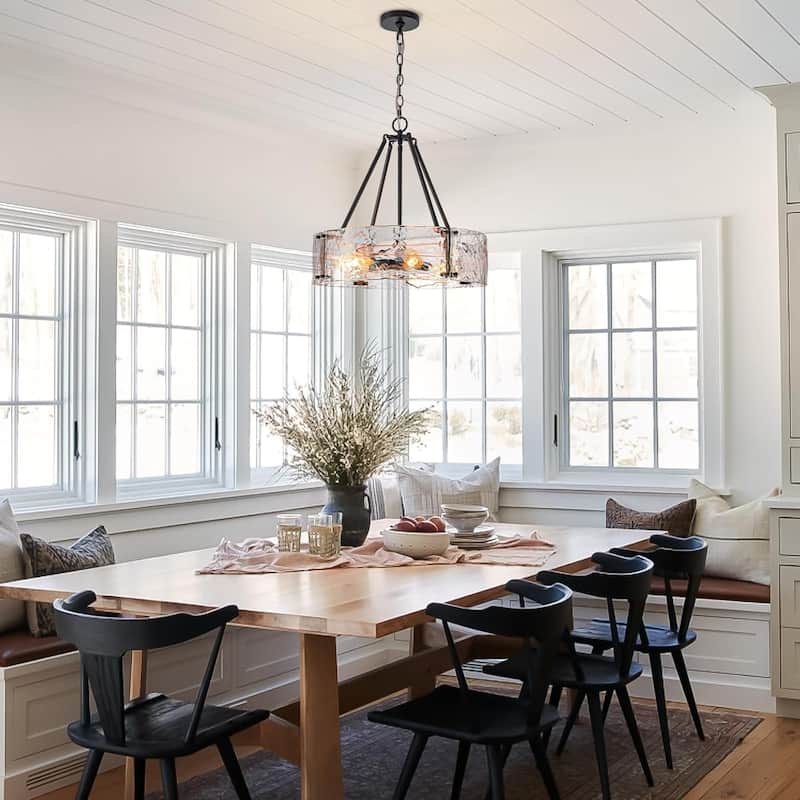 20.7 inch modern pendant light matte black dining room light glass, metal entryway light