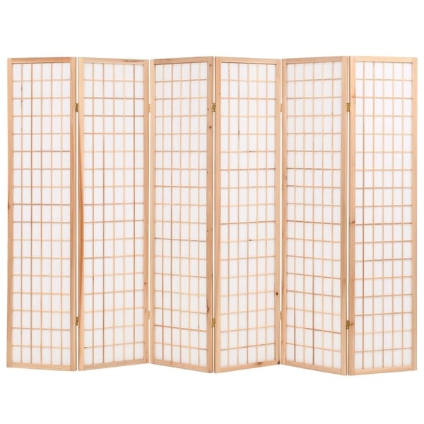 vidaXL Folding 6-Panel Room Divider Japanese Style 94.5"x66.9" Natural