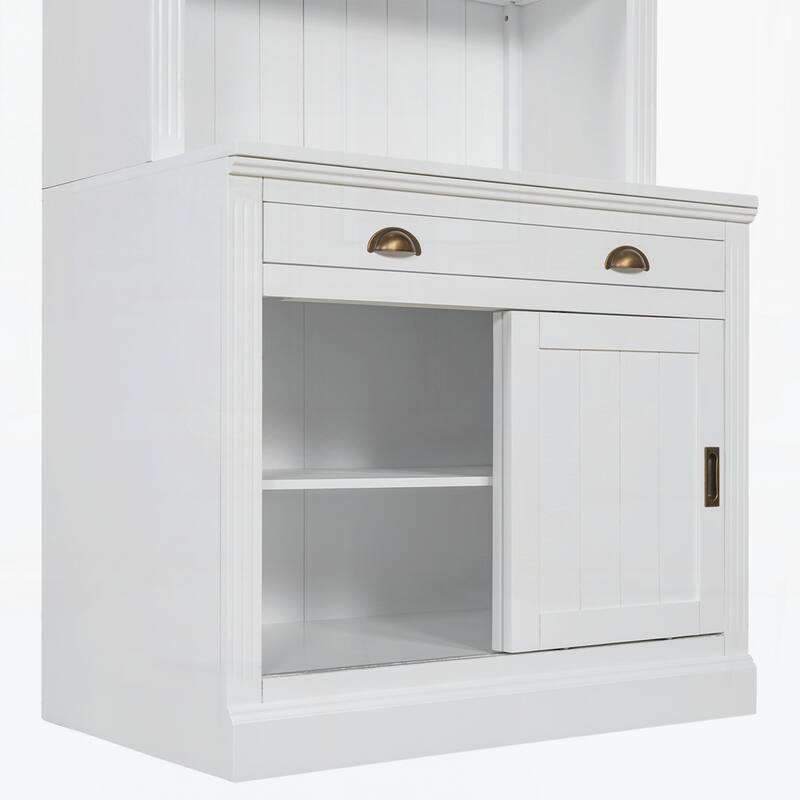 Modern Bookcase with Sliding Doors and Open Shelves