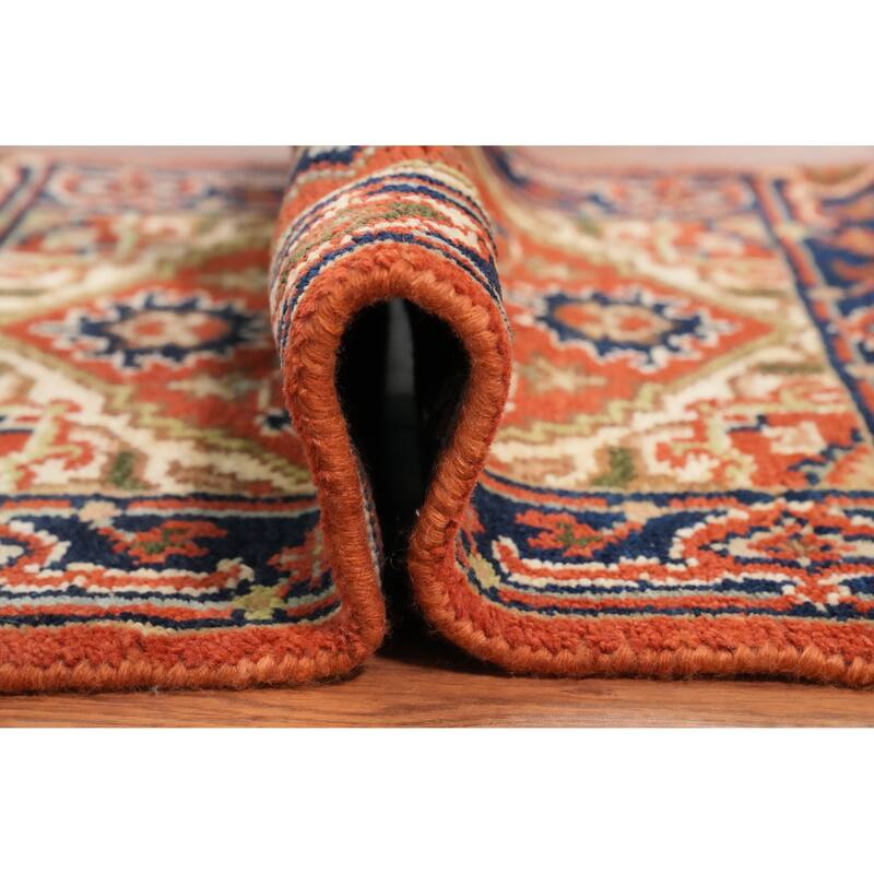 Hand Knotted Oriental 100% Wool Carpet Traditional Medallion Oranges & Rust Heriz (serapi) Area Rug - 3' 0'' X 2' 0''
