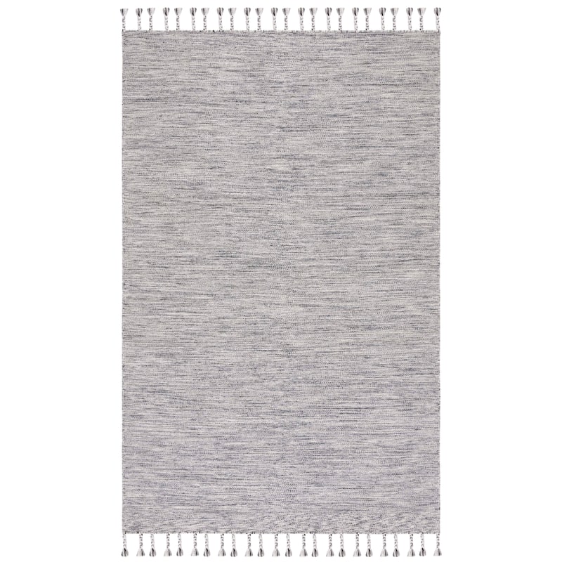 SAFAVIEH Handmade Gwenn Ursina Wool Tassel Rug - 6' Square - Dark Grey/Beige