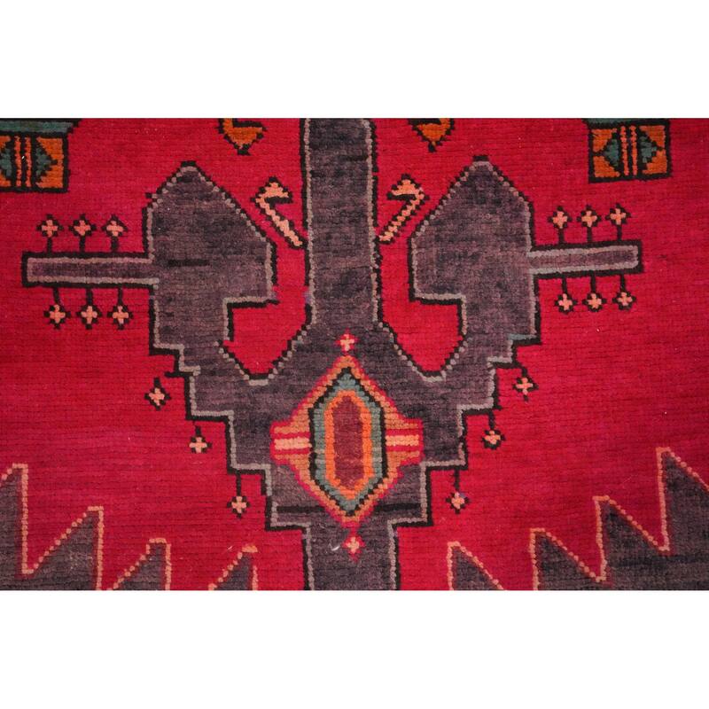 Hand Knotted Oriental 100% Wool Carpet Traditional Tribal Red Tabriz Runner Rug - 9' 6'' X 3' 11''