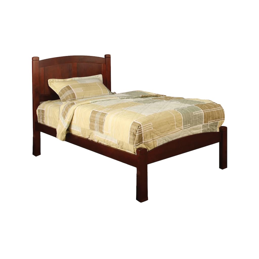 Wooden Twin Bed with Paneled Headboard in Cherry