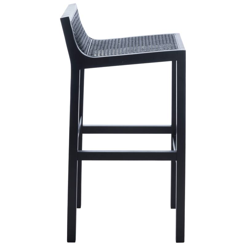 SAFAVIEH Crete Low Back Cane Bar Stool - 16" W x 20" D x 38" H - 16Wx19Dx37H