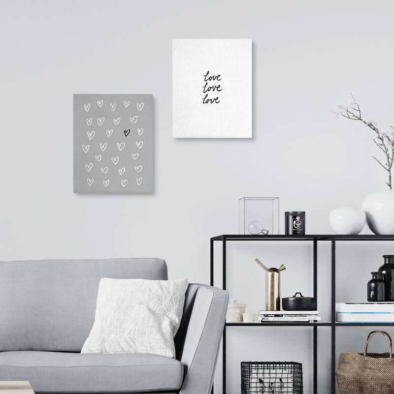 Little Hearts BW & Little Love BW Canvas Art Prints