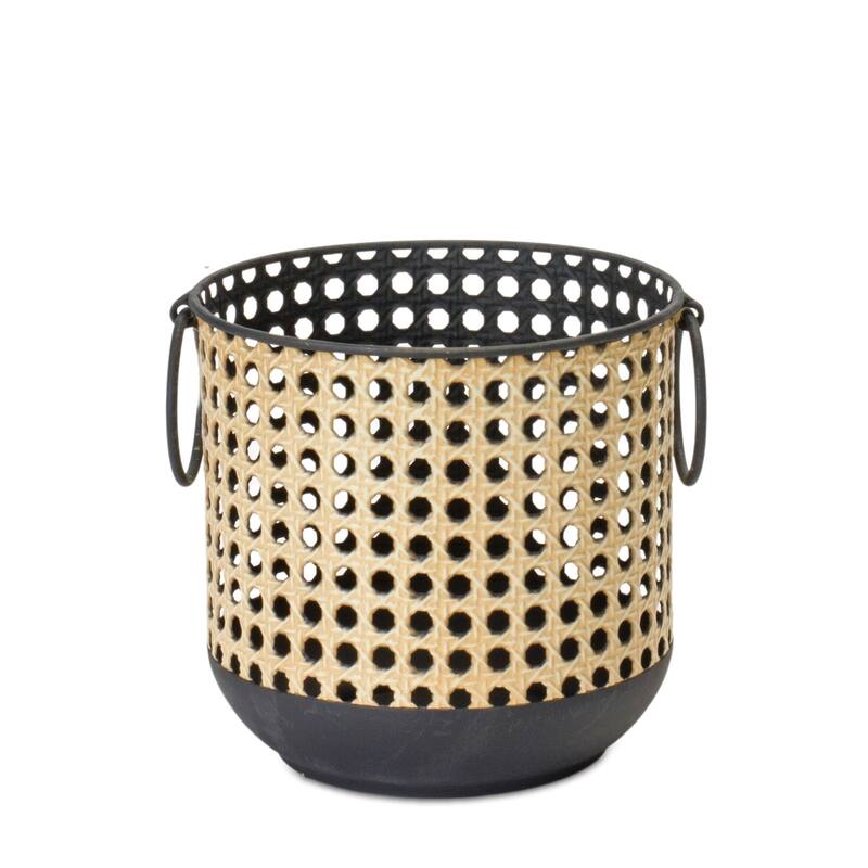 Punched Metal Pillar Candle Holders - 8.5" - Set of 2