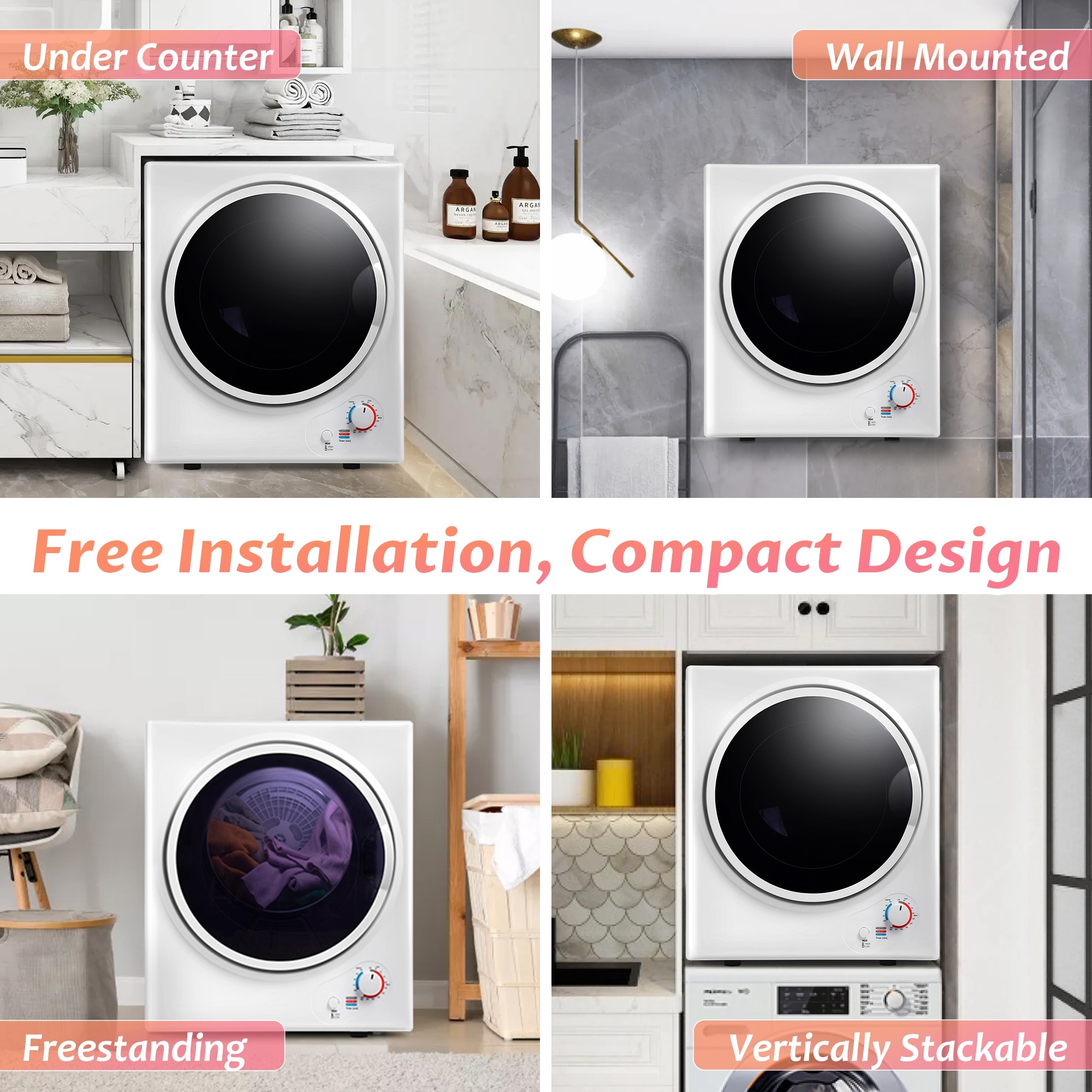 Electric Portable Clothes Dryer, Laundry Dryer for Apartments - On
