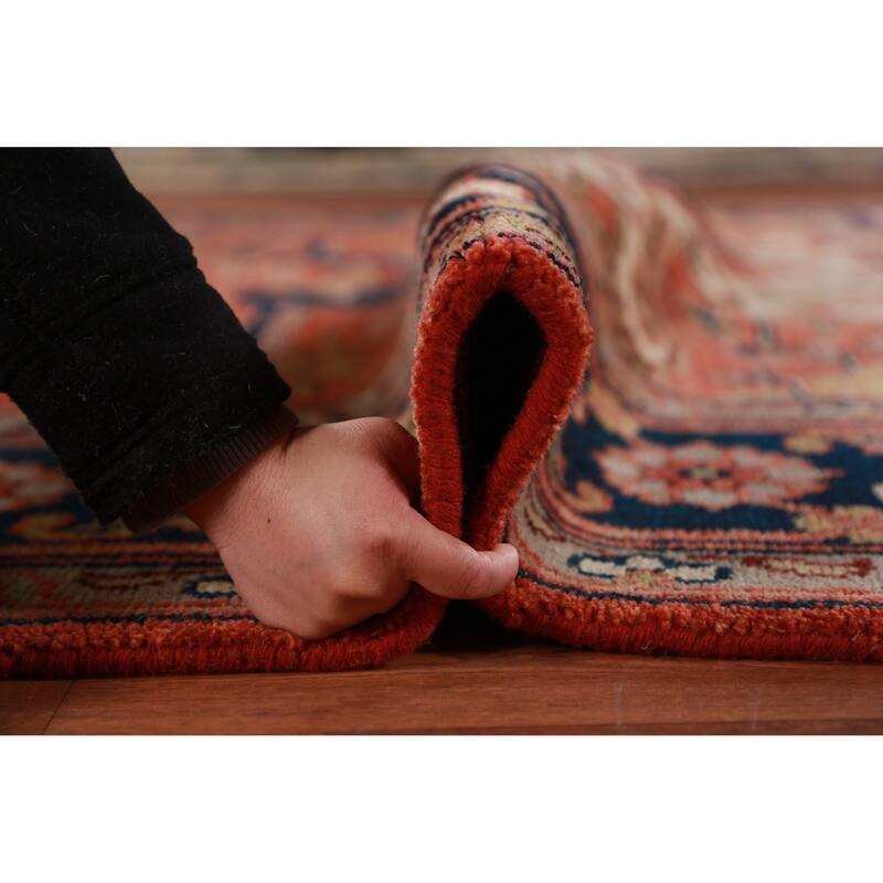 Orange Medallion Heriz Serapi Indian Area Rug Handmade Wool Carpet - 9'0"x 11'9"