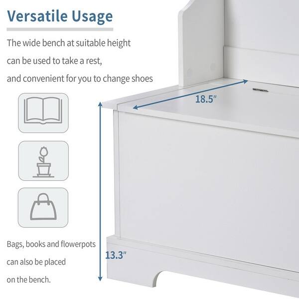 3in1 Design Hall Tree with 4 Hooks and Hinged Lid, Coat Hanger
