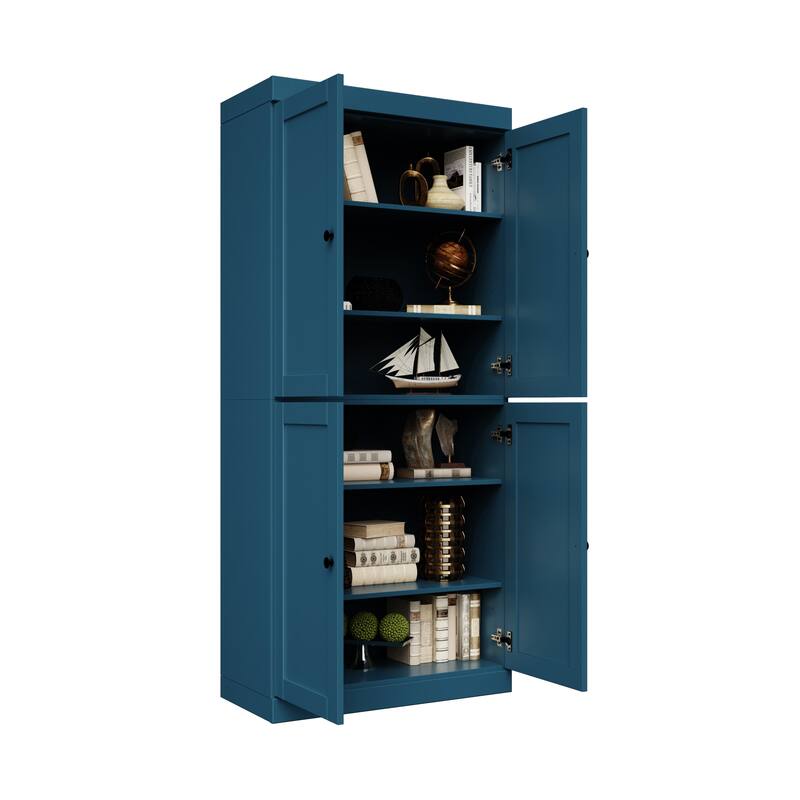 Palace Imports 100% Solid Wood 6-Shelf Bookcase with Shaker Doors and Adjustable Shelves