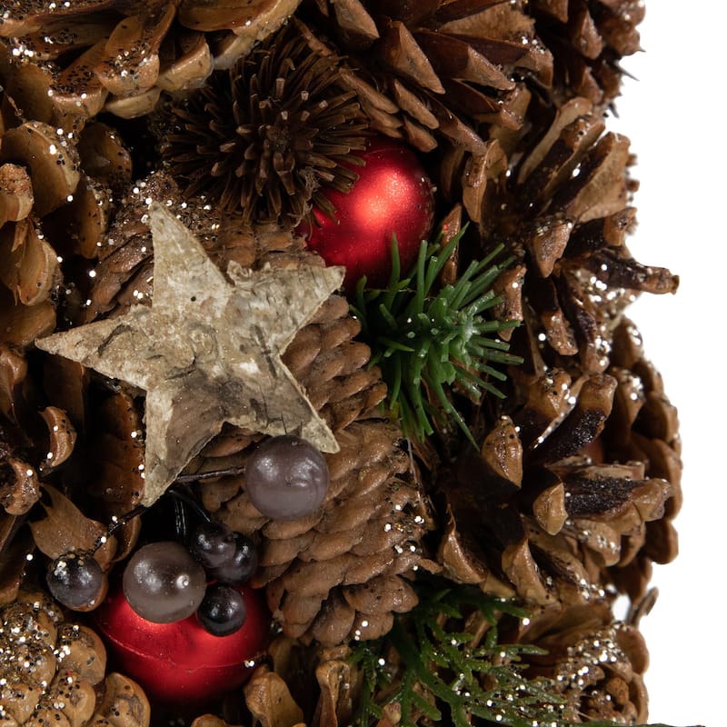 17" Pinecone and Berry Christmas Cone Tree Tabletop Decoration
