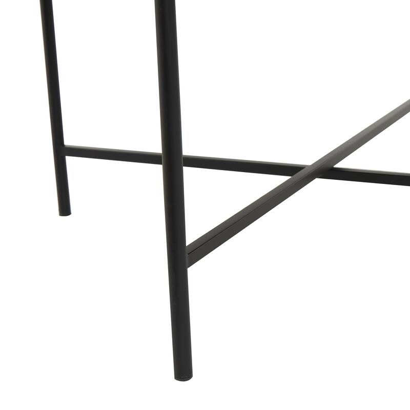 Metal Abstract Wavy Side End Accent Table with X-Shaped Base - Black - Roche River Decor