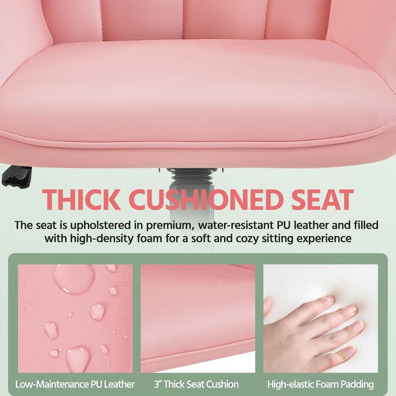 Yaheetech Faux Leather Desk Chair with Padded Armrests Modern Office Chair