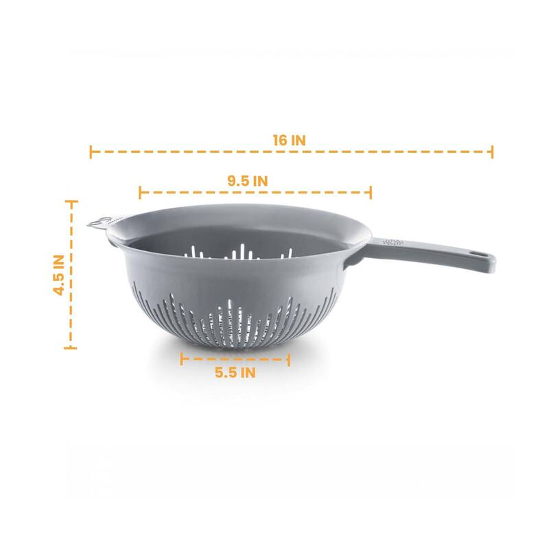 YBM Home 9.75 In. Deep Plastic Colander with Long Handle Use for Pasta
