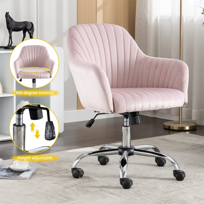 Modern Velvet Home Office Leisure Desk Swivel Chair with Adjustable Height