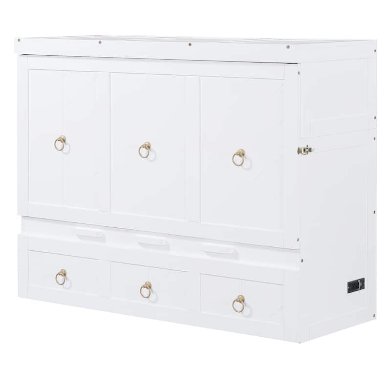 Full Size Murphy Bed with USB Port and a Large Drawer