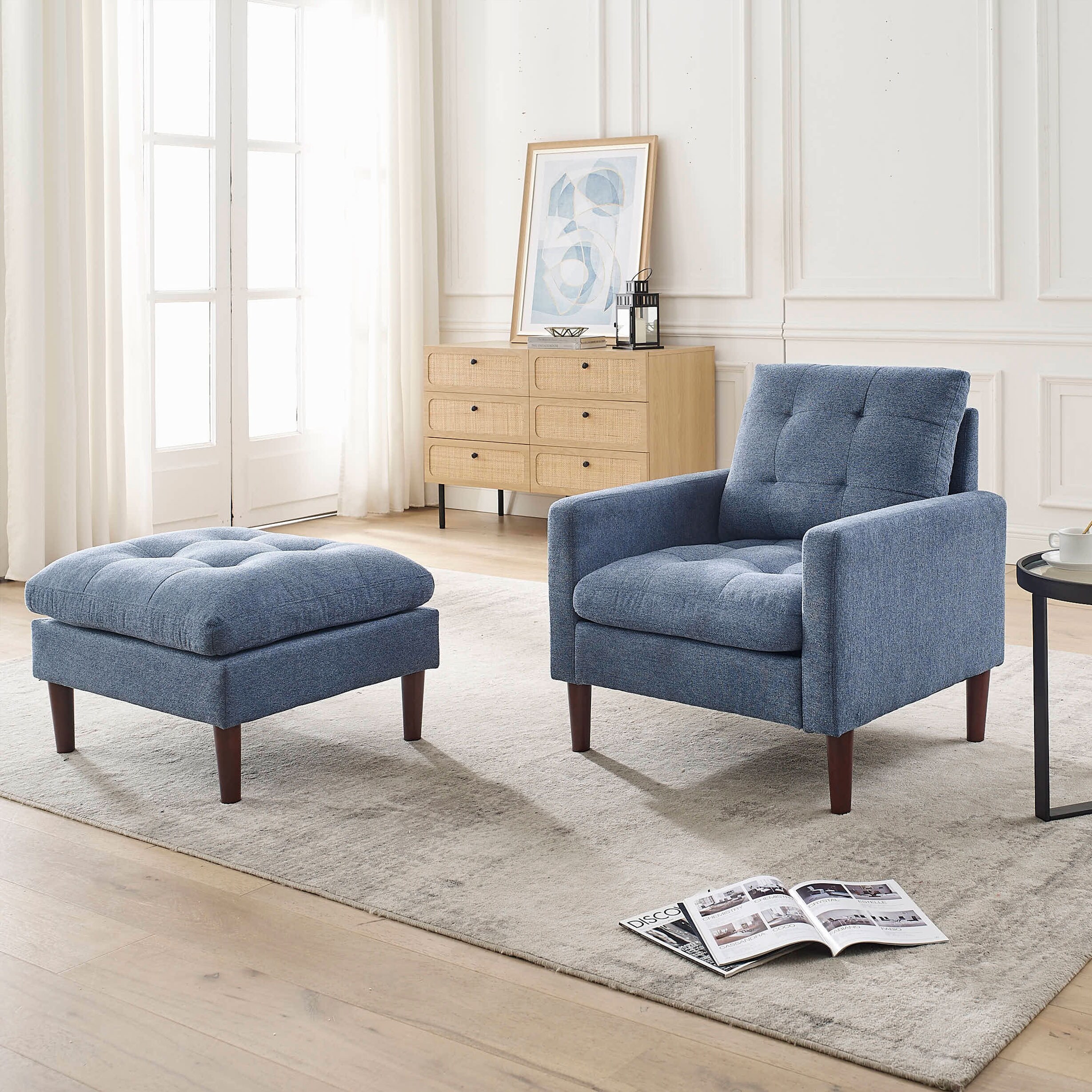 Comfortable armchair and ottoman shop