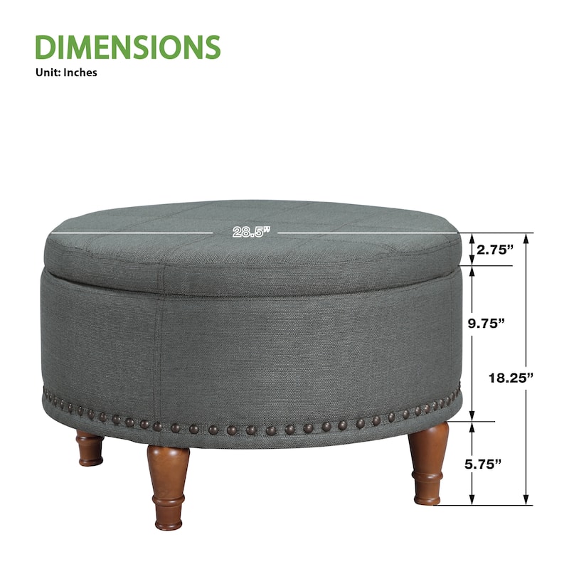 Gracewood Hollow Kuimba Storage Ottoman with Antique Nailheads