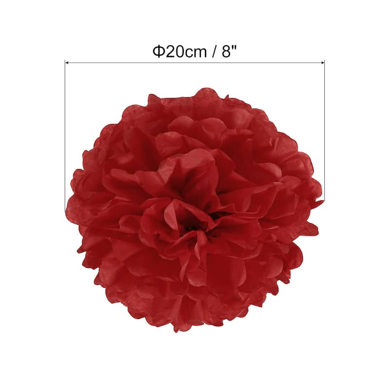 10Pcs Tissue Pom Poms Paper Flowers Ball Party Wedding Decor - Red