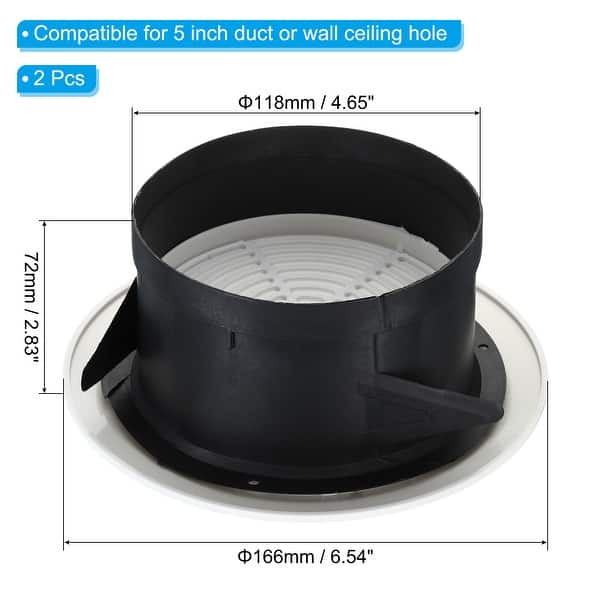 5" Round Air Vent 2pcs Adjustable Grill Louver Soffit Vent with Screen
