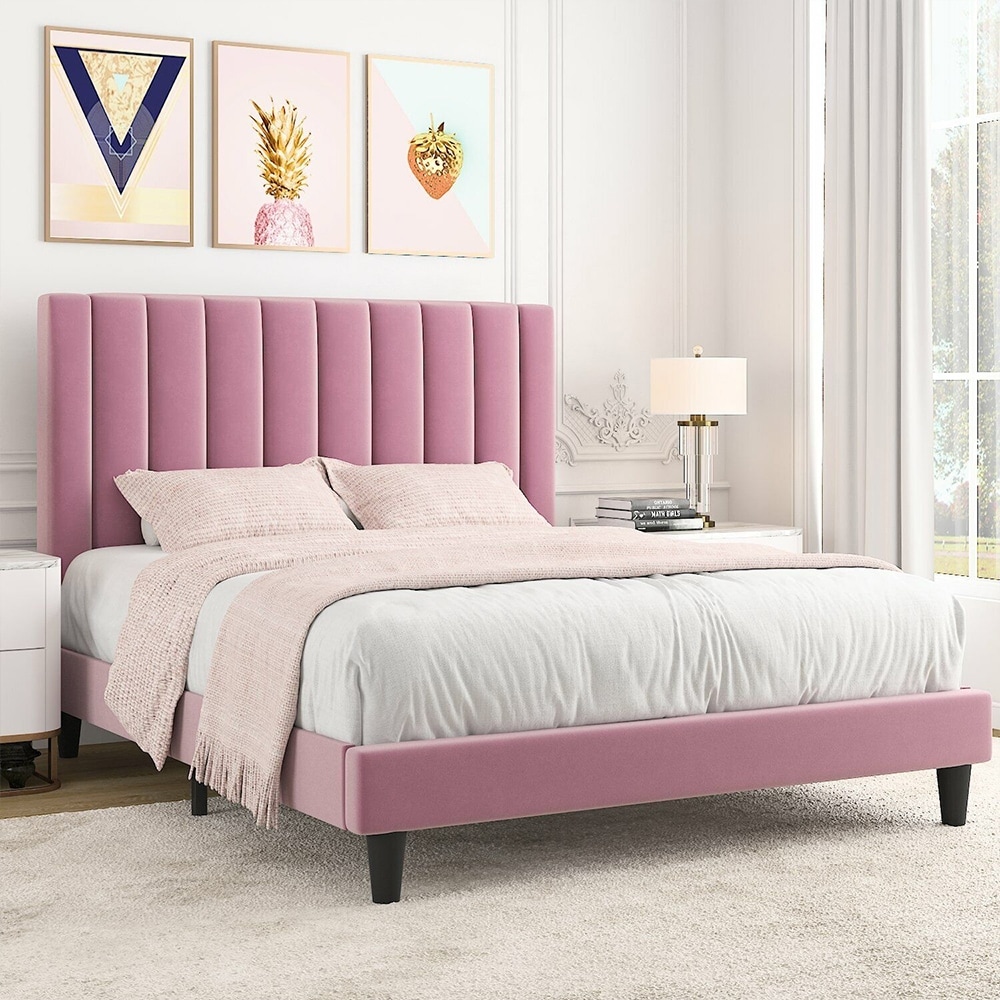 Pale pink bed frame shop